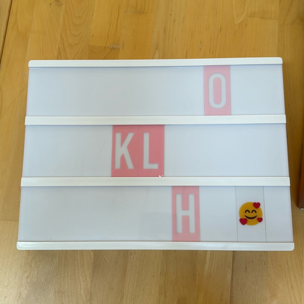 Bonnyco Pink Lightbox with full set of pink letter, emojis, and number.